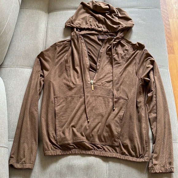 Brown suede hoodie size S - Picture 1 of 6